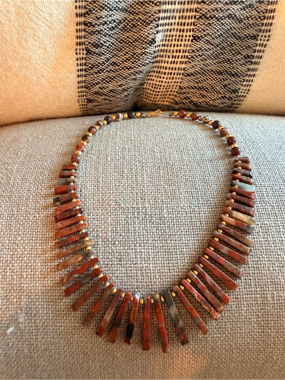 Rust Red Beaded Spike Necklace - Women Jewelry Necklaces